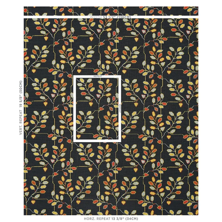 Schumacher 79512 Tumble Weed éPinglé Soot fabric swatch