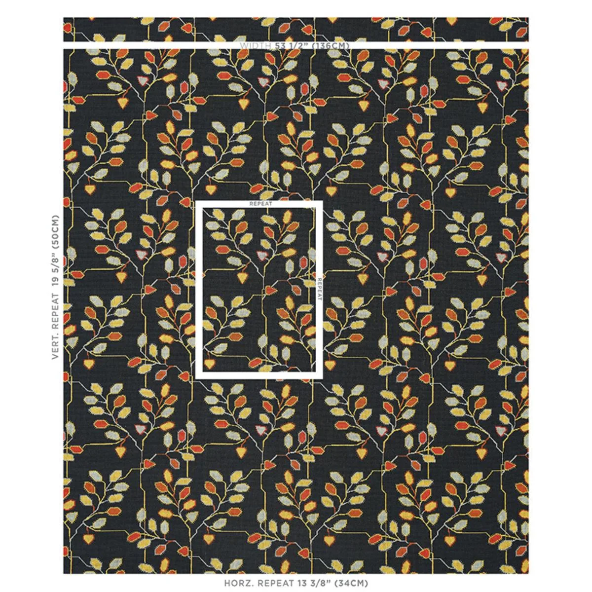 Schumacher 79512 Tumble Weed éPinglé Soot fabric swatch