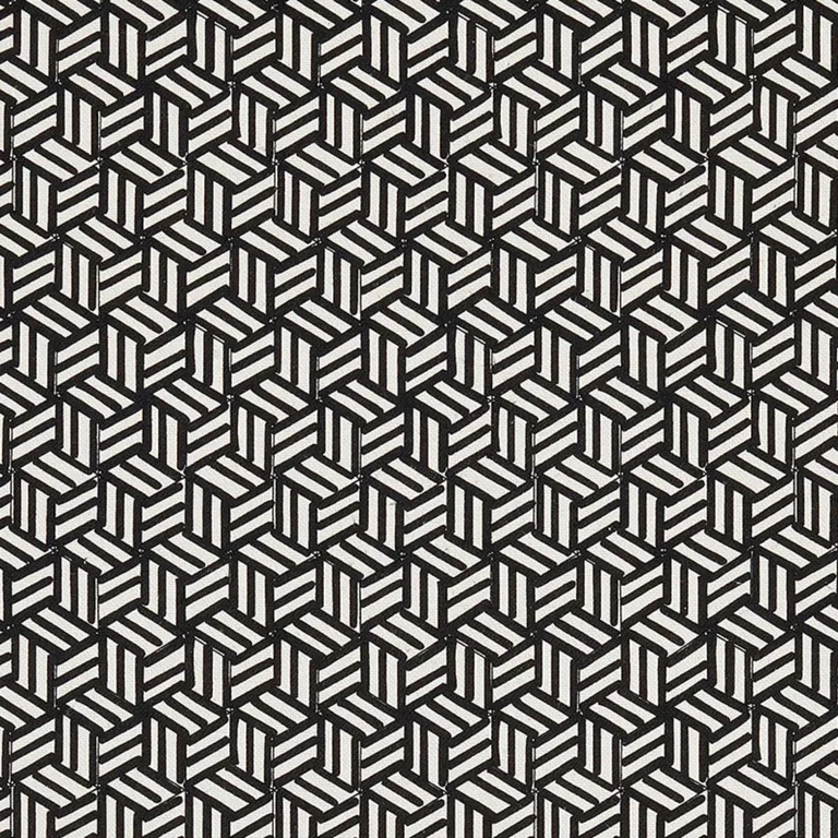 Schumacher 176043 Tumbling Blocks Black fabric swatch