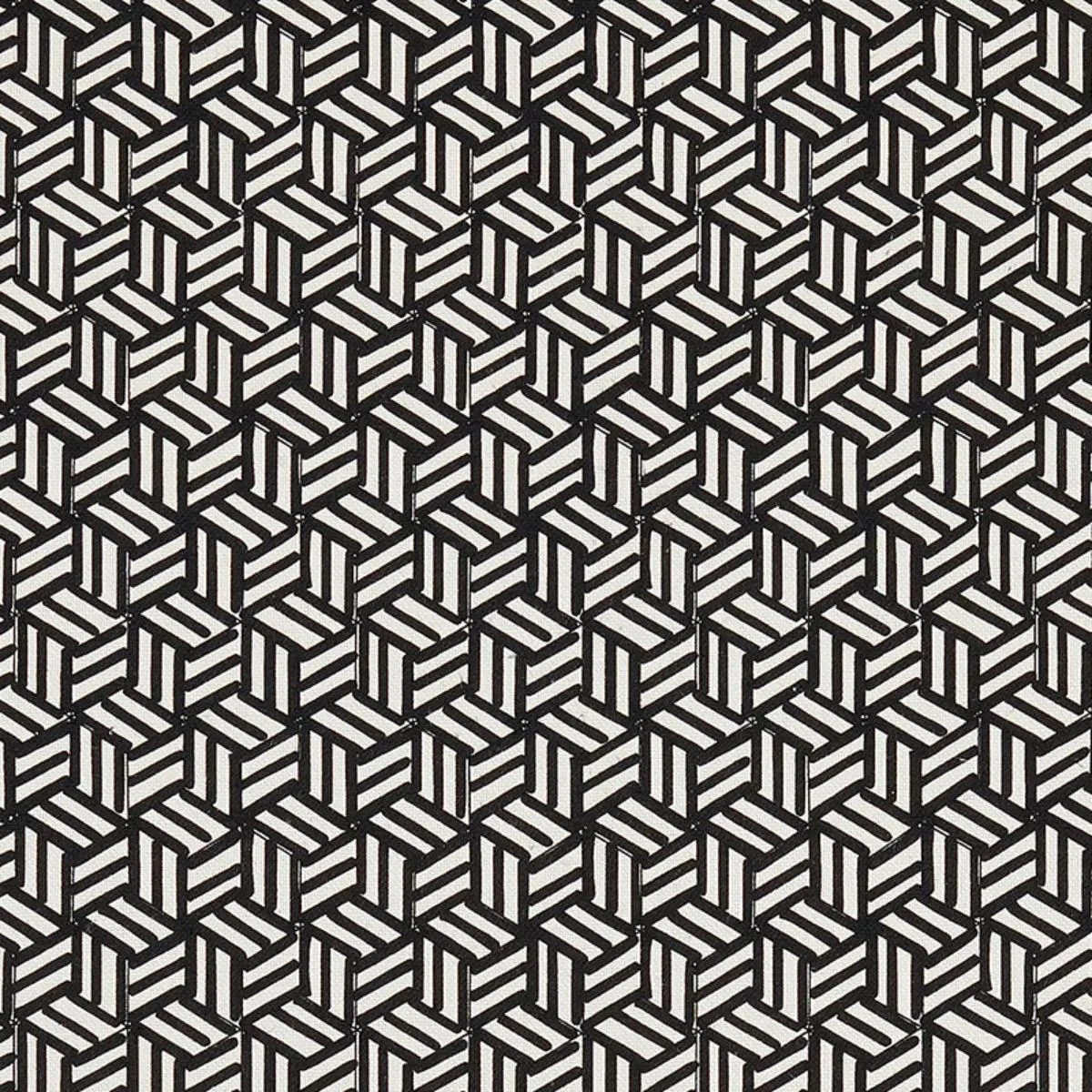 Schumacher 176043 Tumbling Blocks Black fabric swatch