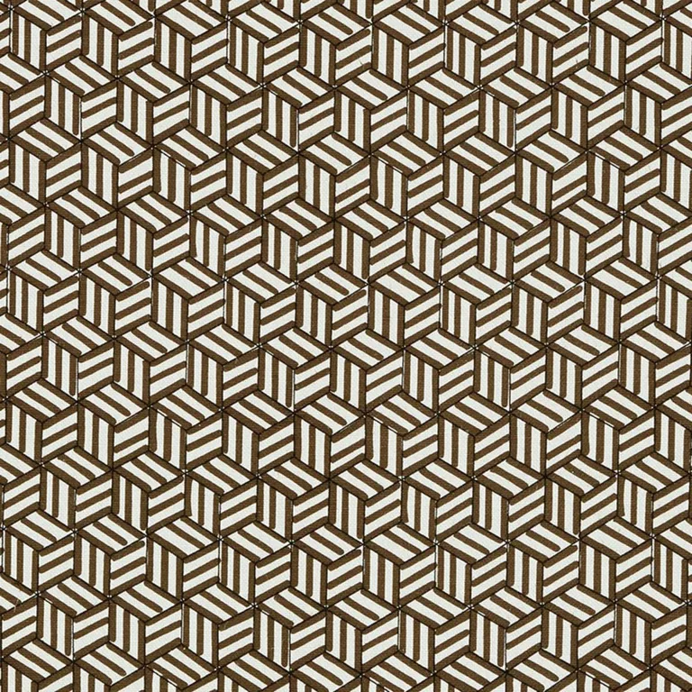 Schumacher 176042 Tumbling Blocks Chocolate fabric swatch
