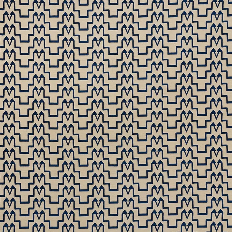 Schumacher 71243 Turkish Step Blue/Natural fabric swatch
