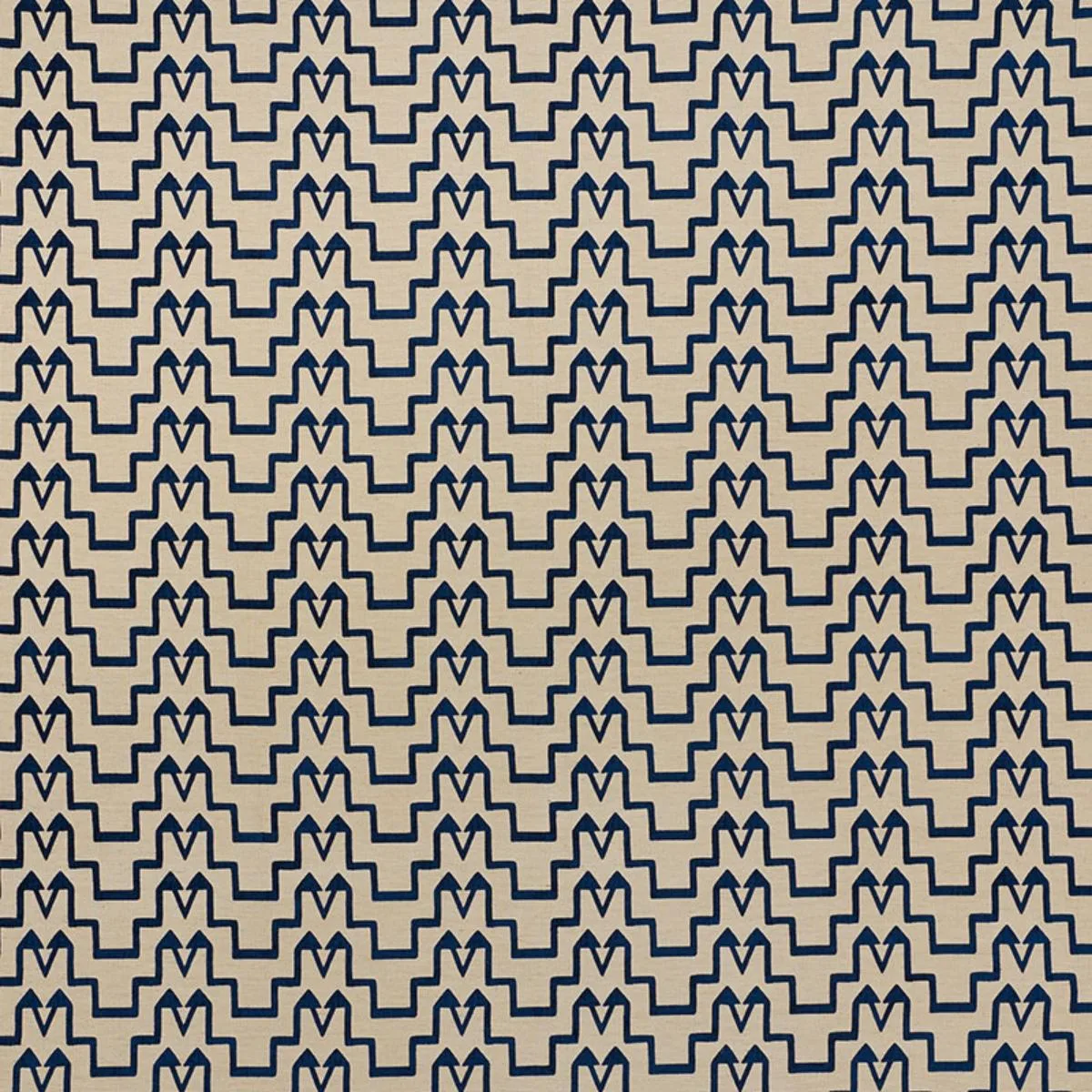 Schumacher 71243 Turkish Step Blue/Natural fabric swatch