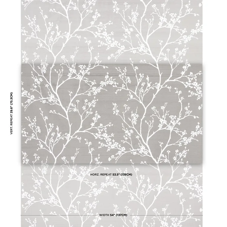 Schumacher 180502 Twiggy Silk Pewter fabric swatch