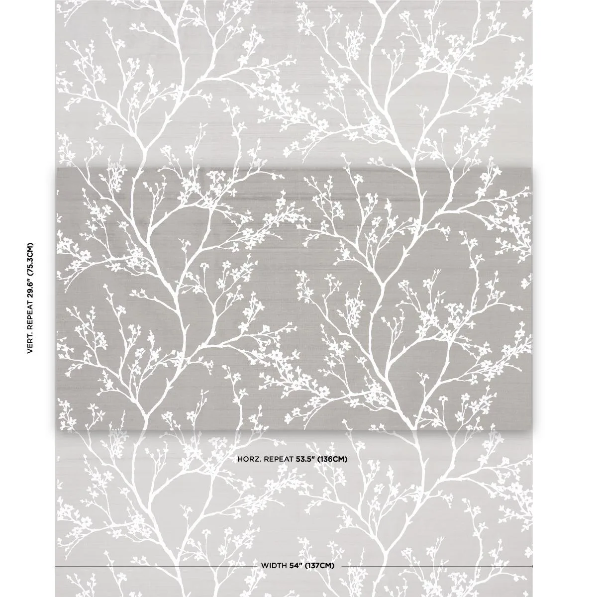 Schumacher 180502 Twiggy Silk Pewter fabric swatch
