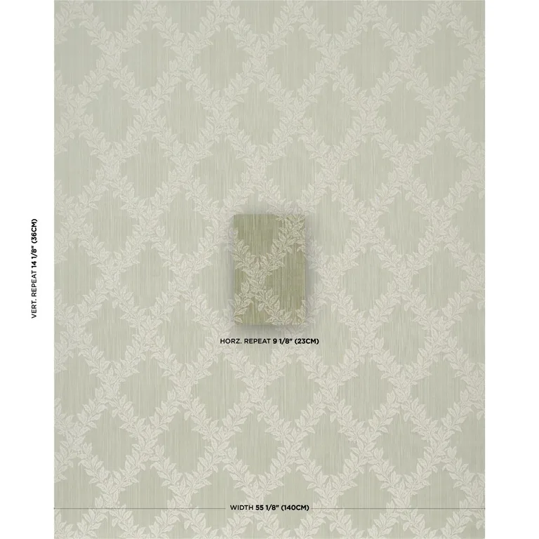 Schumacher 86640 Tyninghame Trellis Sage fabric swatch