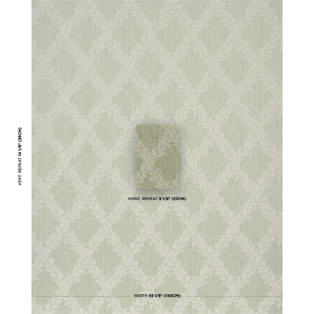 Schumacher 86640 Tyninghame Trellis Sage fabric swatch