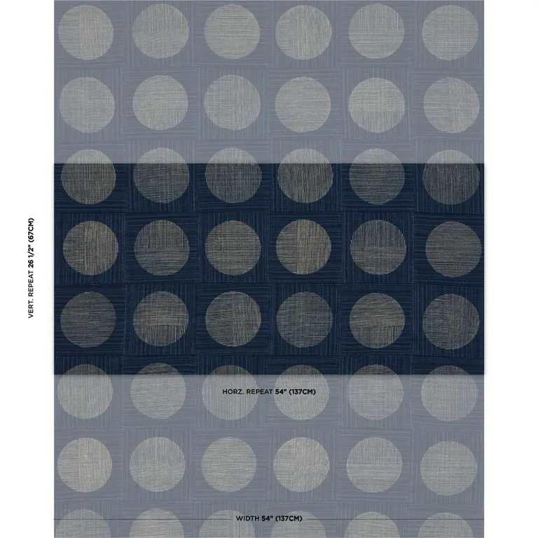 Schumacher 182302 Una Hand Block Print Indigo fabric swatch
