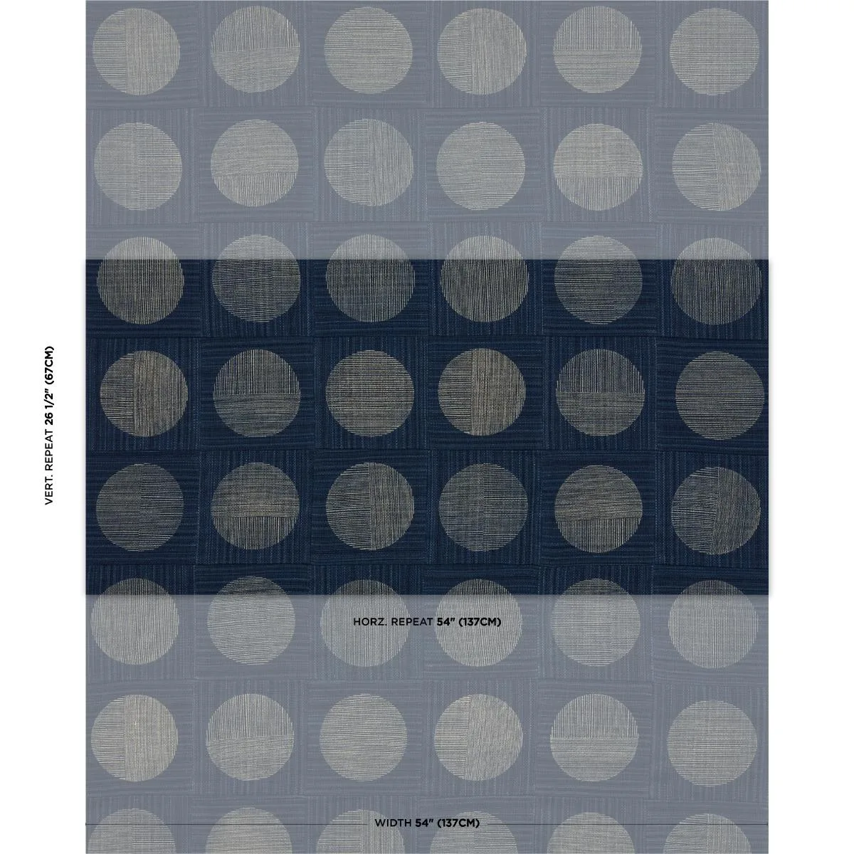 Schumacher 182302 Una Hand Block Print Indigo fabric swatch