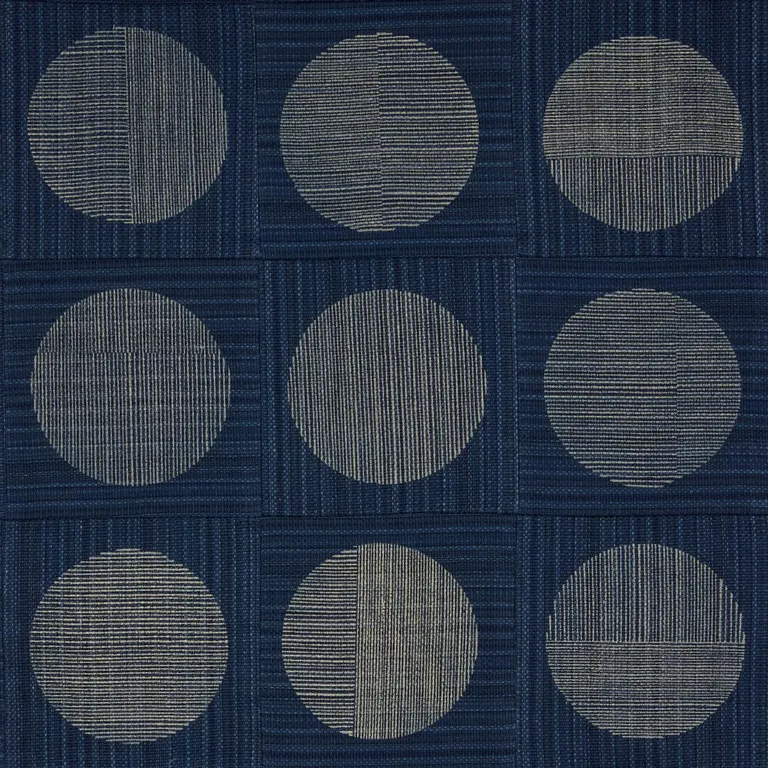 Schumacher 182302 Una Hand Block Print Indigo fabric swatch
