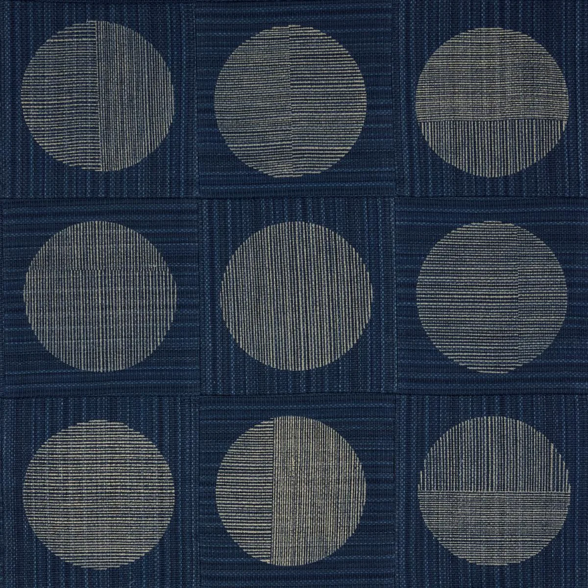 Schumacher 182302 Una Hand Block Print Indigo fabric swatch