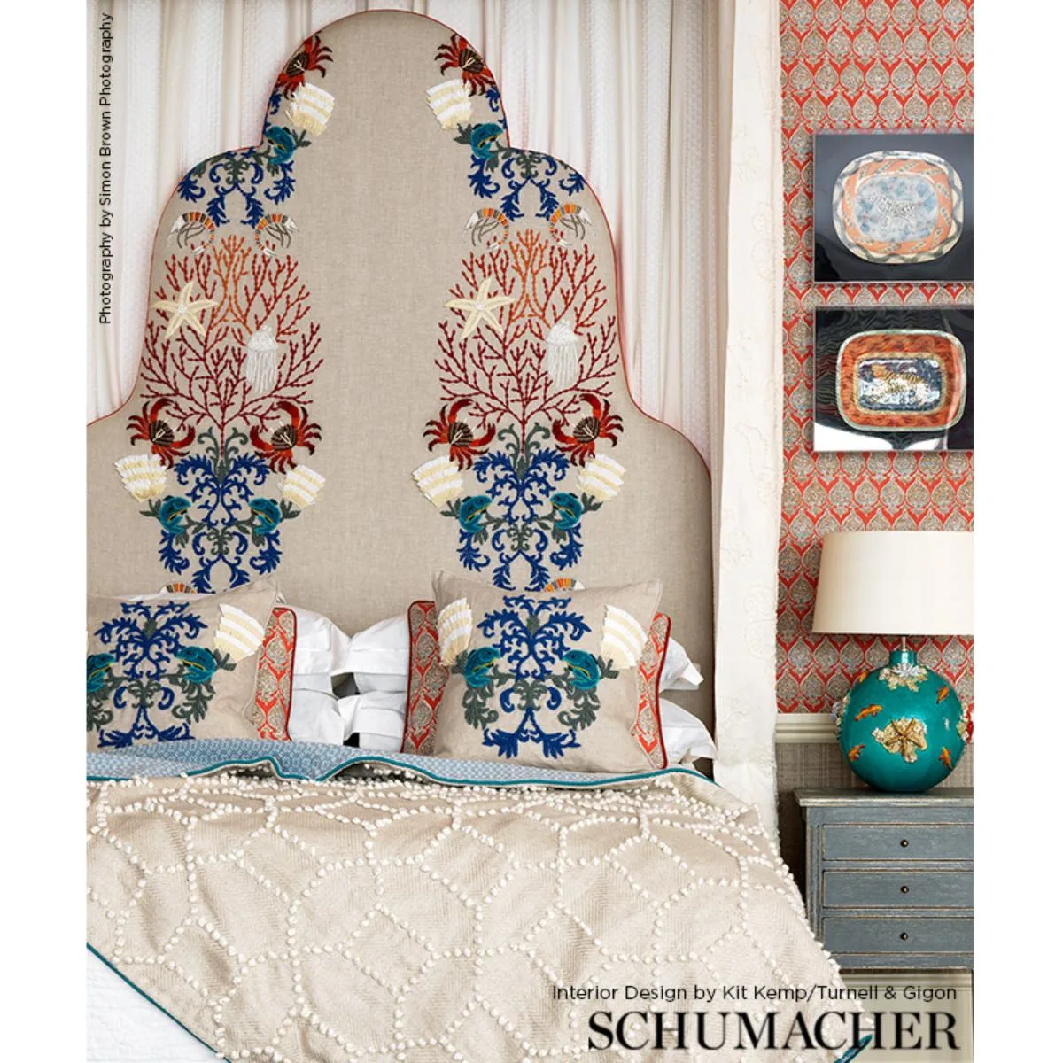 Schumacher 73550 Under The Sea Multi fabric swatch