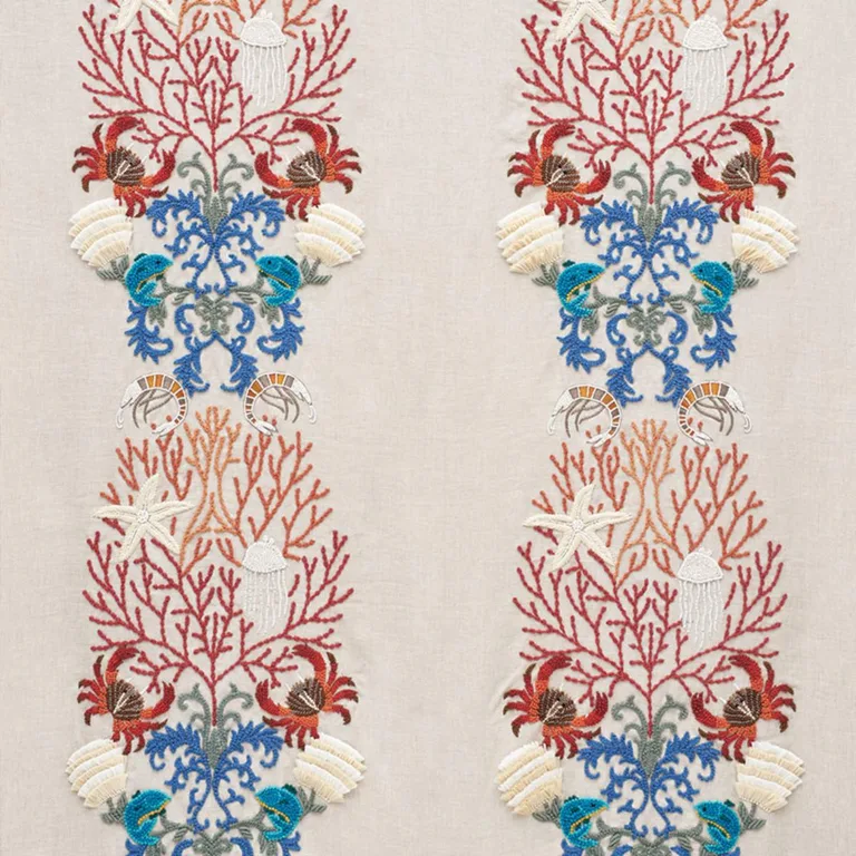 Schumacher 73550 Under The Sea Multi fabric swatch
