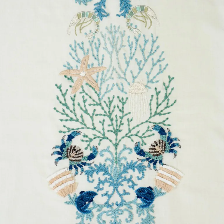 Schumacher 73551 Under The Sea Seafoam fabric swatch