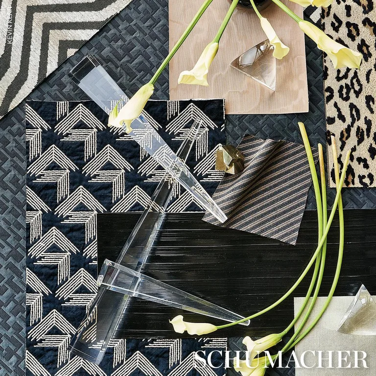Schumacher 69430 V Step Black fabric swatch