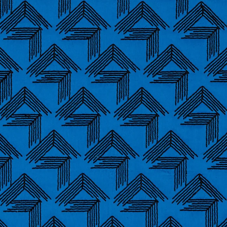 Schumacher 69431 V Step Cobalt fabric swatch