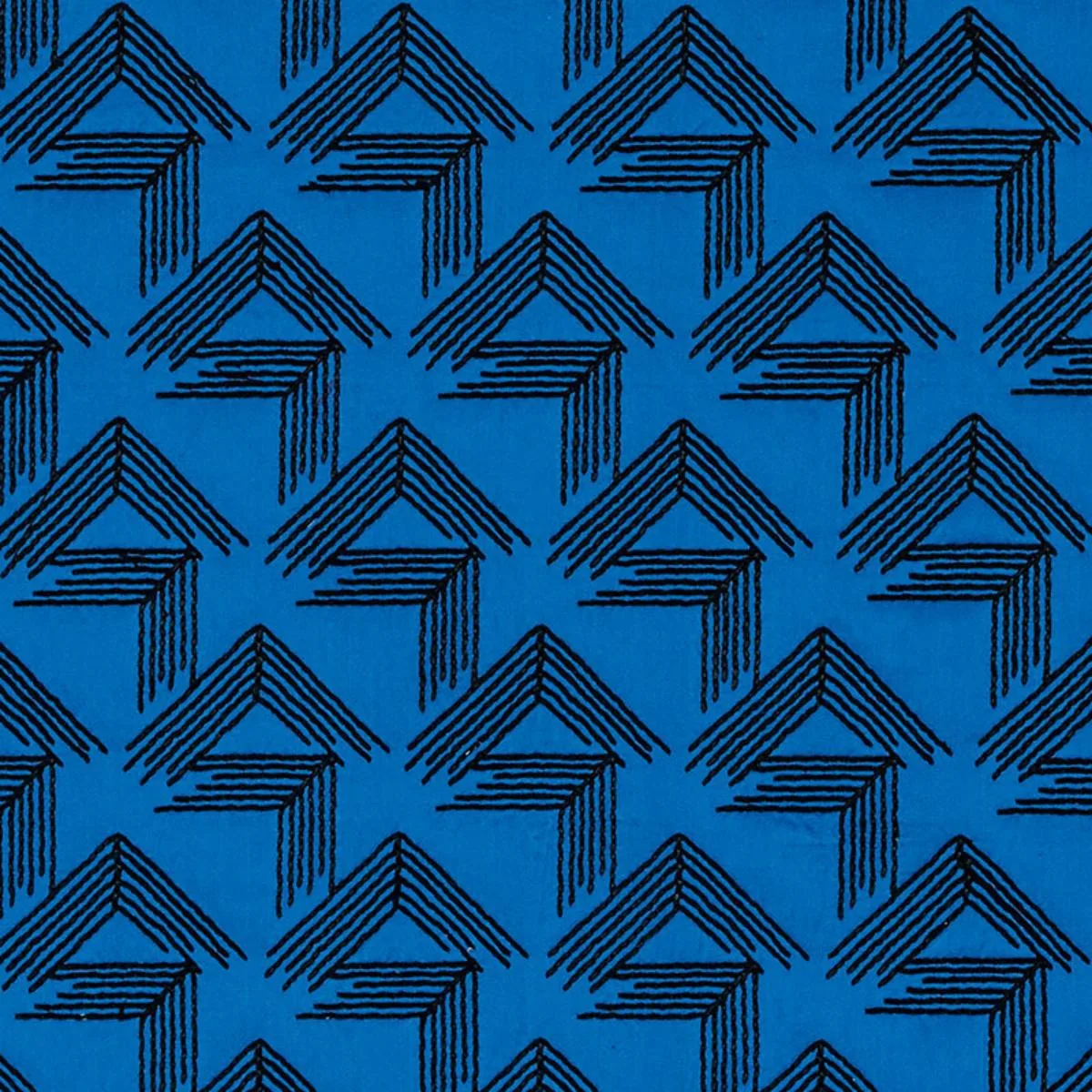 Schumacher 69431 V Step Cobalt fabric swatch