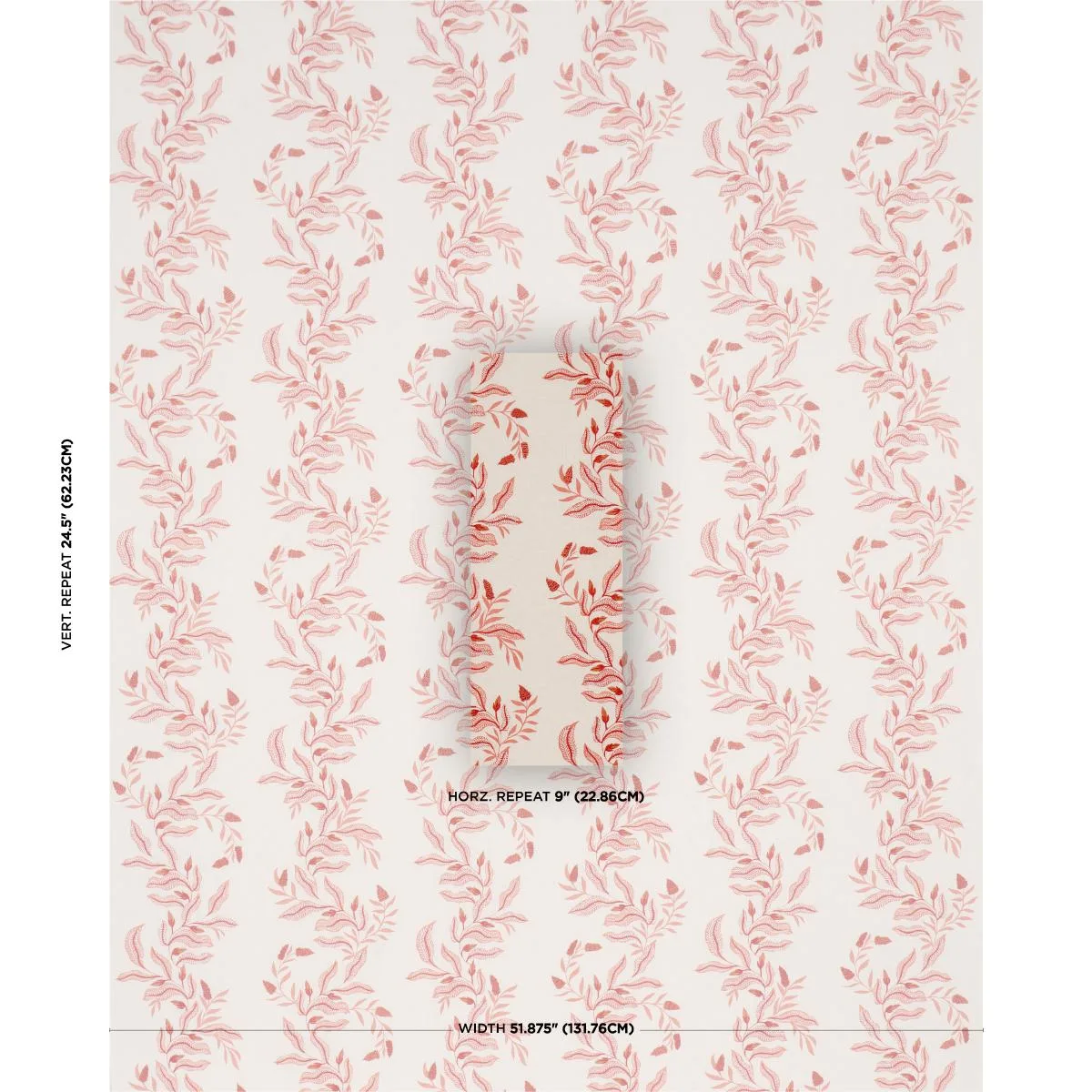 Schumacher 182640 Vagary Vines Coral fabric swatch