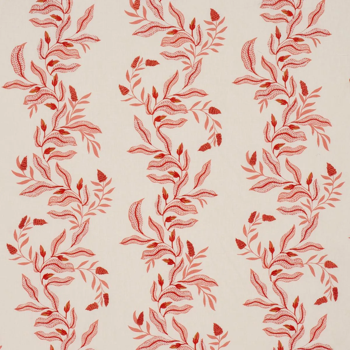 Schumacher 182640 Vagary Vines Coral fabric swatch