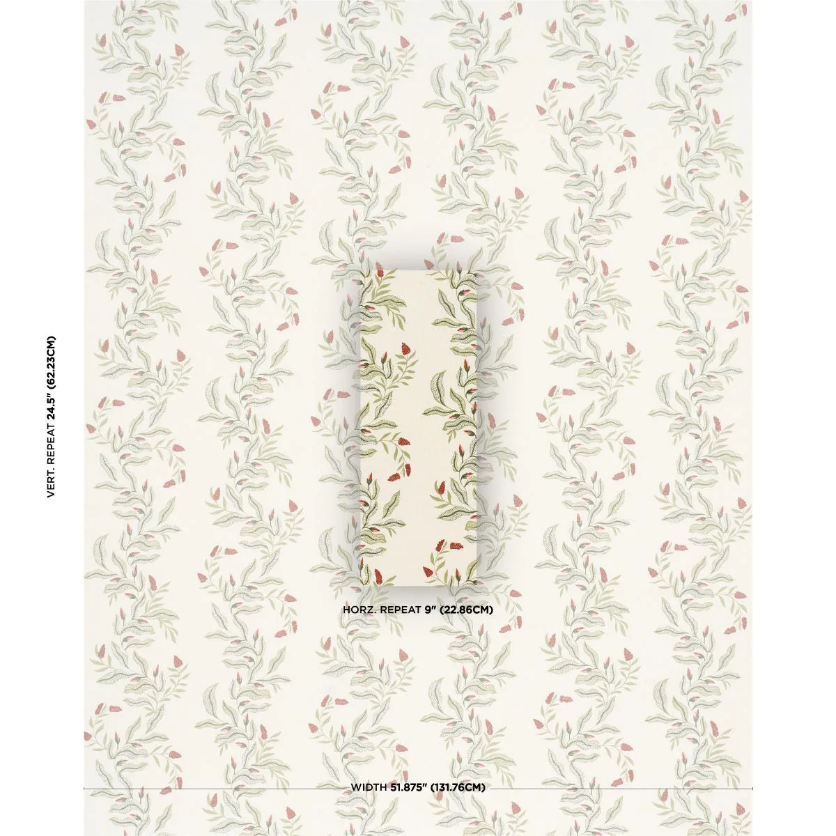 Schumacher 182642 Vagary Vines Watermelon fabric swatch