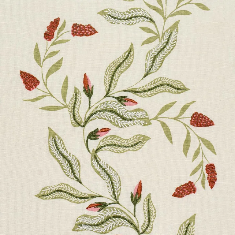 Schumacher 182642 Vagary Vines Watermelon fabric swatch