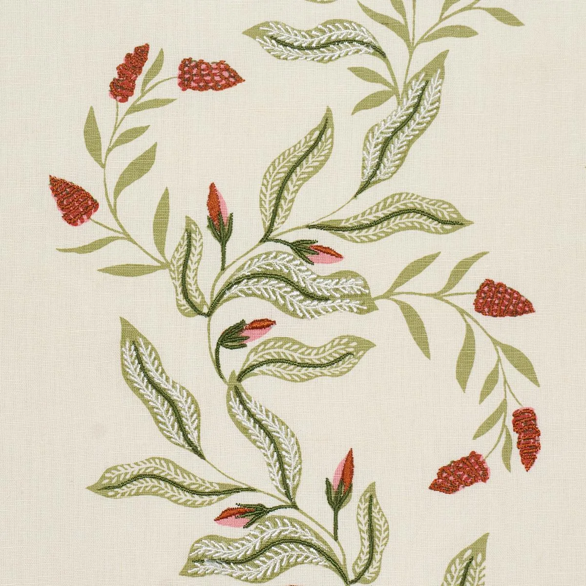 Schumacher 182642 Vagary Vines Watermelon fabric swatch