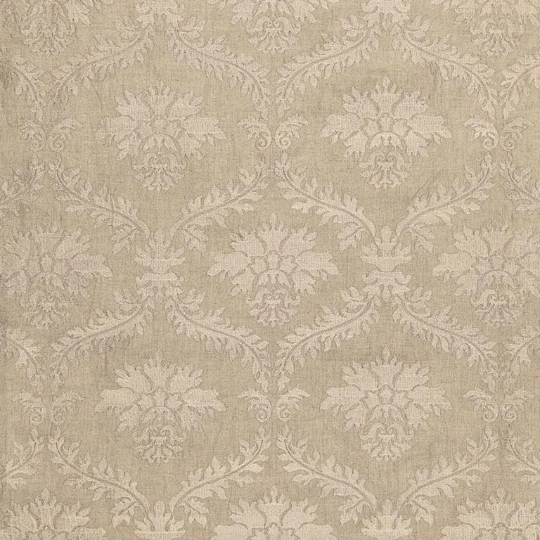 Schumacher 65340 Valbonne Linen Embroidery Greige fabric swatch