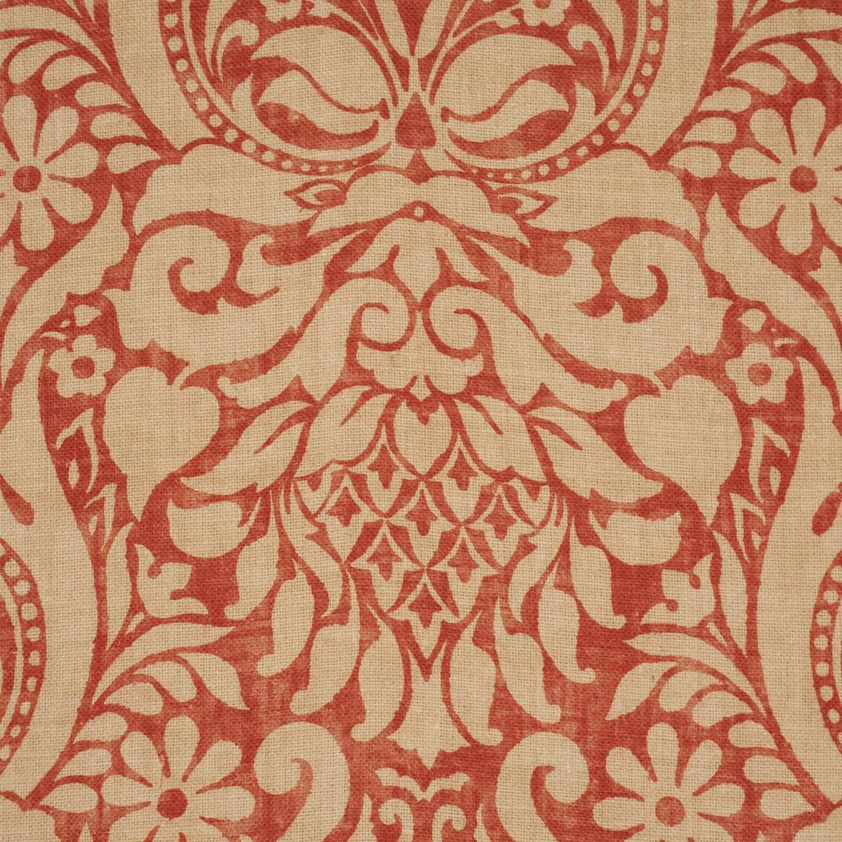 Schumacher 173342 Valencay Damask Terracotta fabric swatch