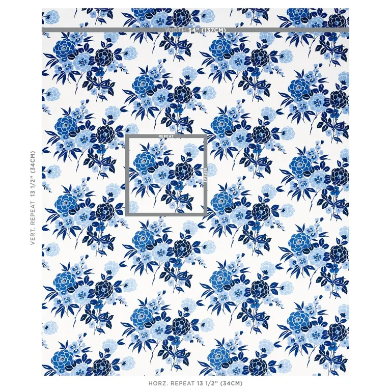 Schumacher 180020 Valentina Floral Blue fabric swatch