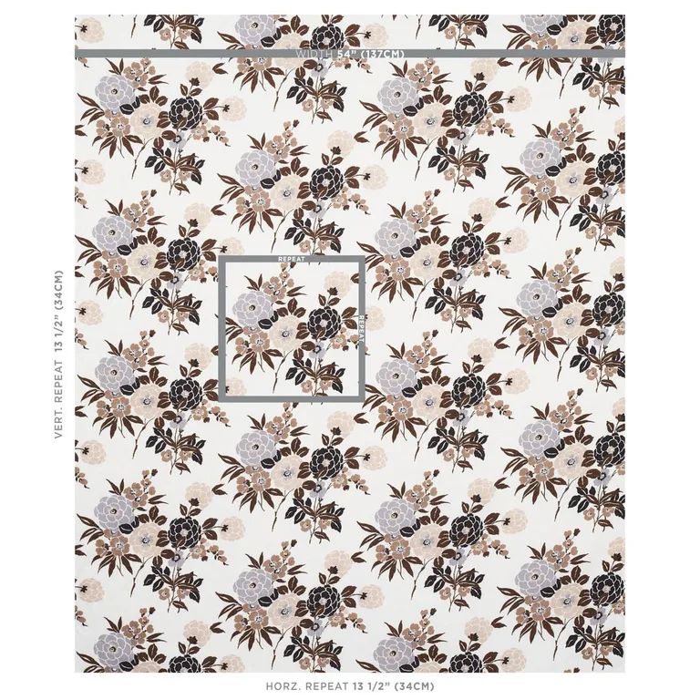 Schumacher 180021 Valentina Floral Brown fabric swatch
