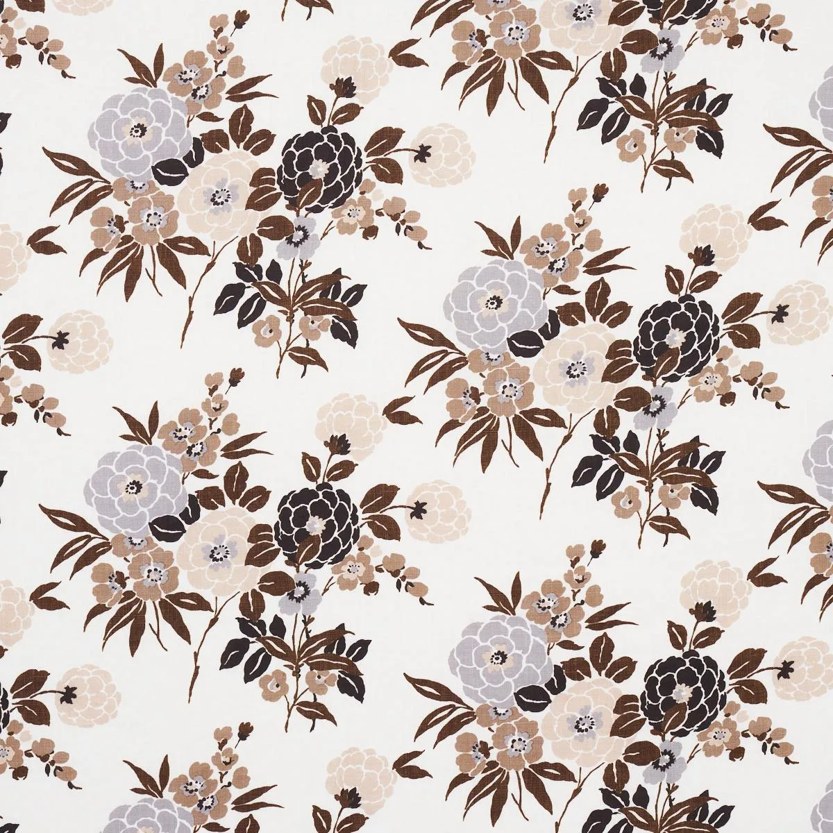 Schumacher 180021 Valentina Floral Brown fabric swatch