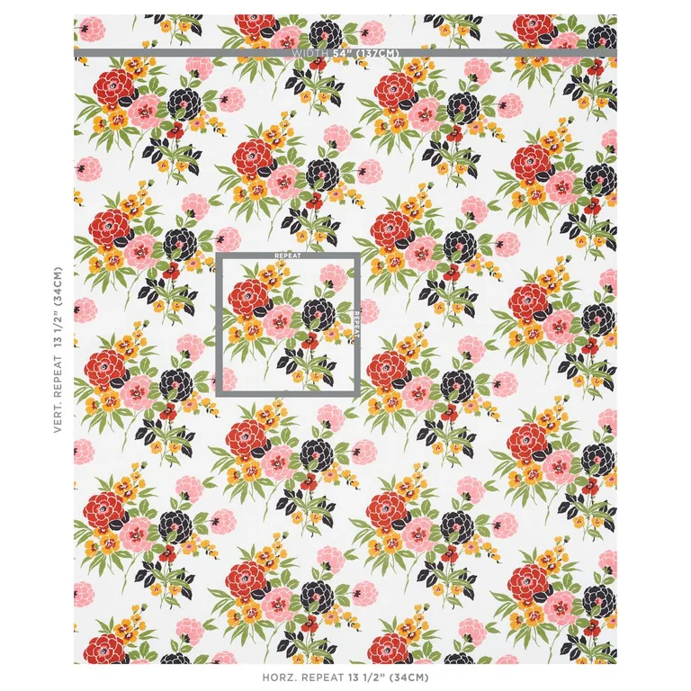 Schumacher 180022 Valentina Floral Multicolor fabric swatch