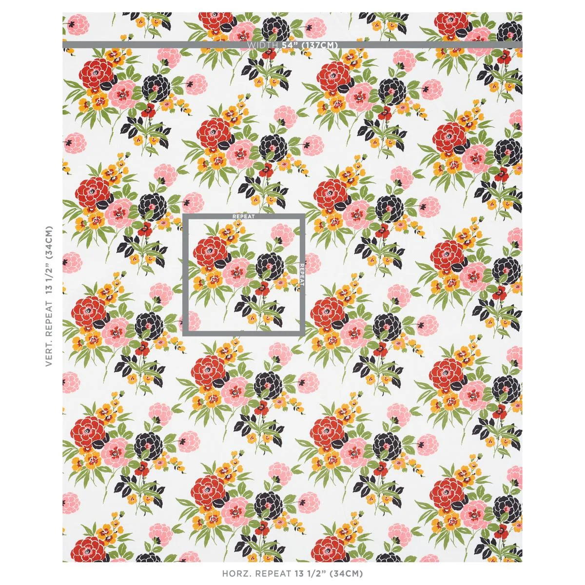 Schumacher 180022 Valentina Floral Multicolor fabric swatch