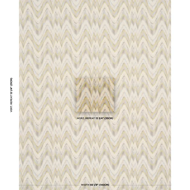 Schumacher 68944 Valkyrie Flame Stitch Lemon Sage fabric swatch