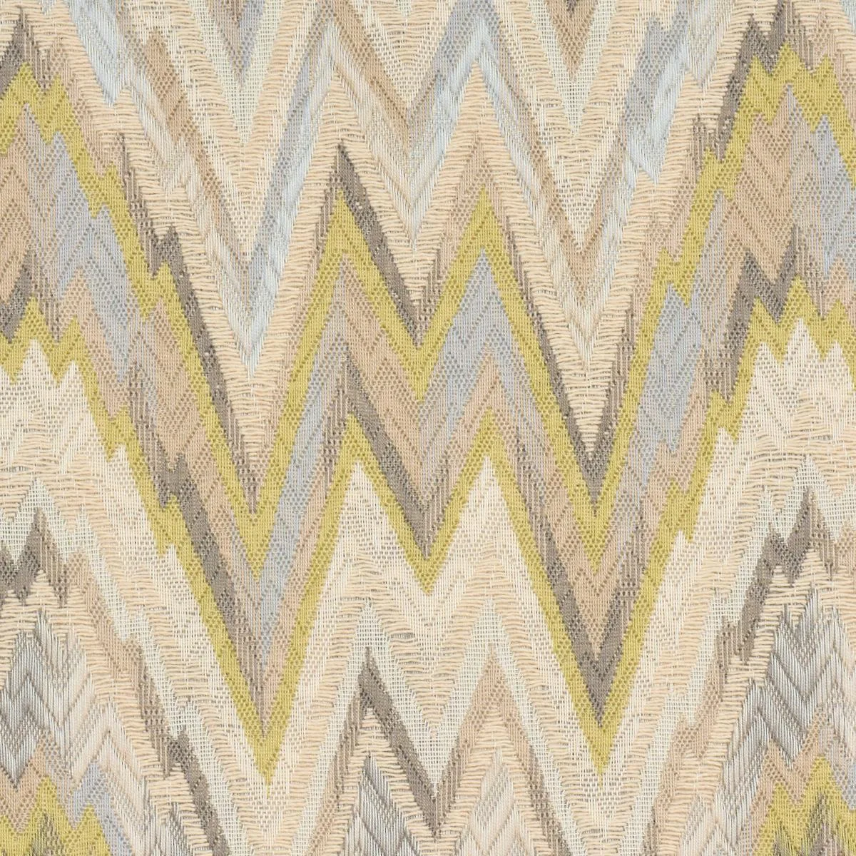 Schumacher 68944 Valkyrie Flame Stitch Lemon Sage fabric swatch