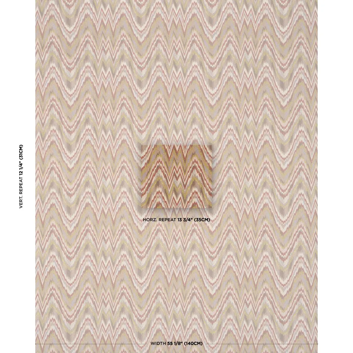 Schumacher 68943 Valkyrie Flame Stitch Terracotta Hills fabric swatch