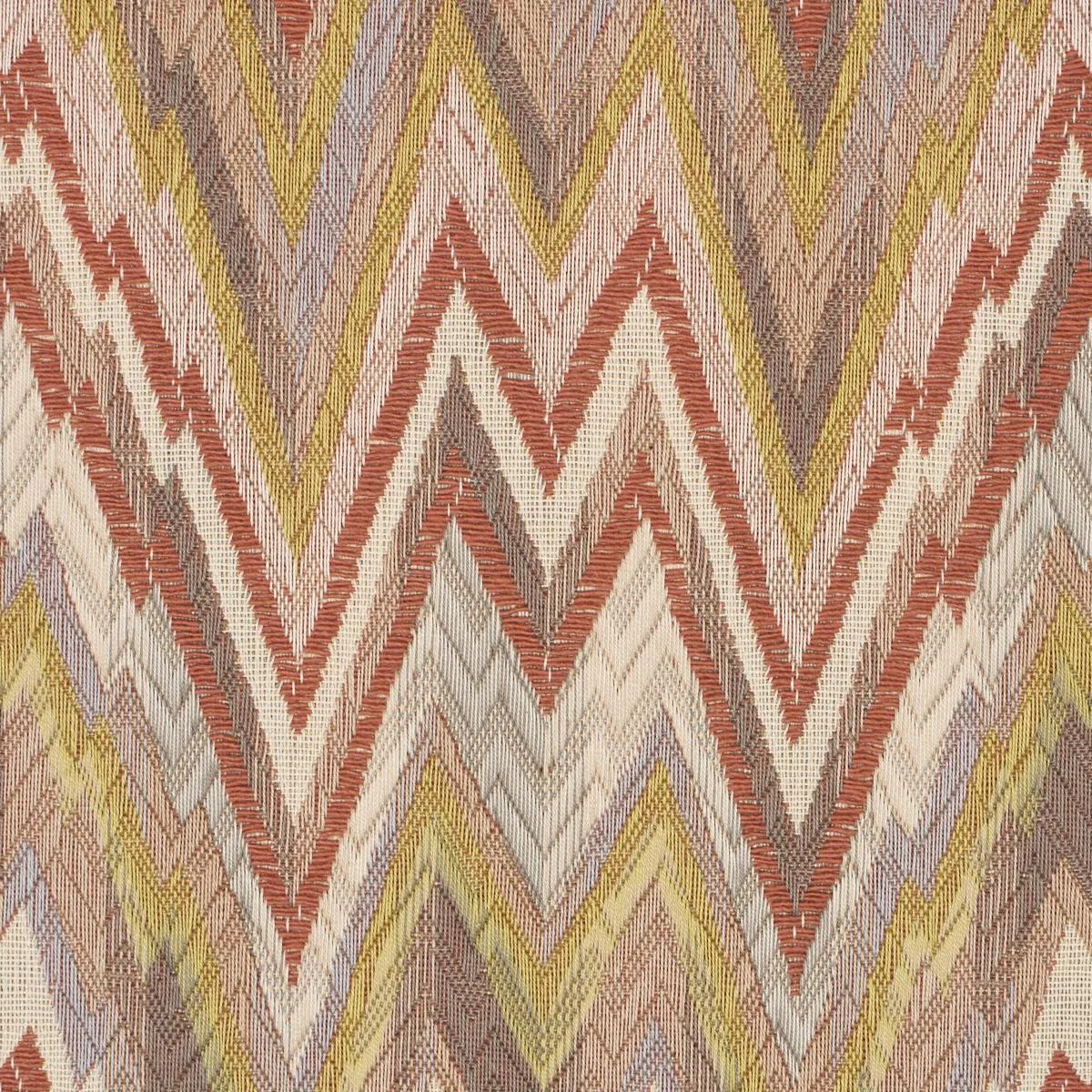 Schumacher 68943 Valkyrie Flame Stitch Terracotta Hills fabric swatch