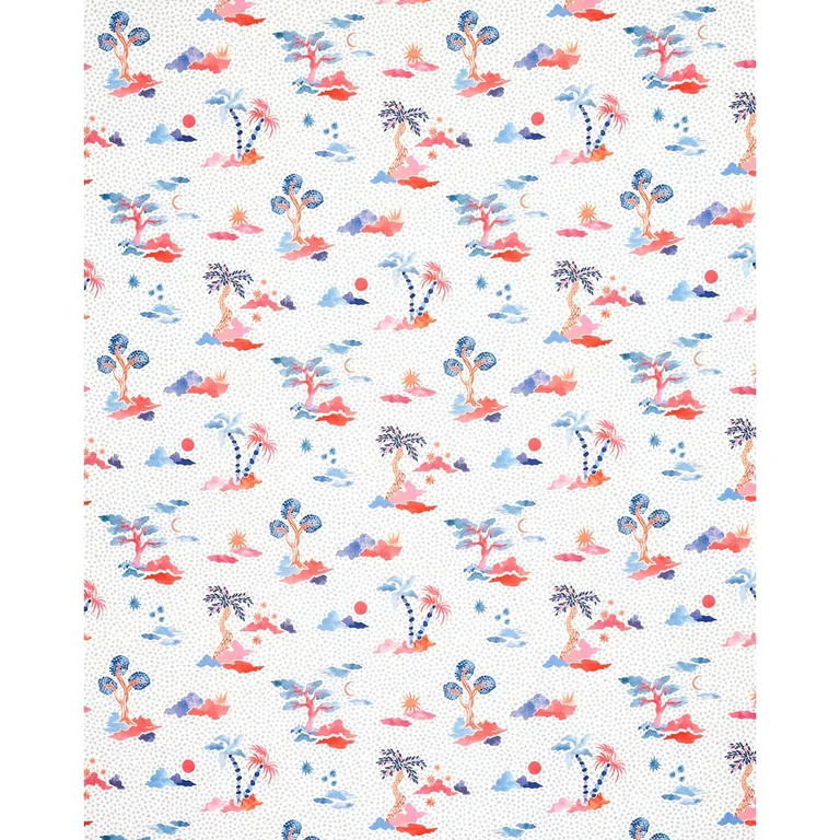 Schumacher 180190 Valletta Sky And Pink fabric swatch