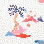 Schumacher 180190 Valletta Sky And Pink fabric swatch