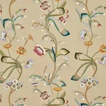 Schumacher 52090 Vanessa Embroidery Chamois/Multi fabric swatch