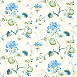Schumacher 180081 Vasily Linen Green And Blue fabric swatch