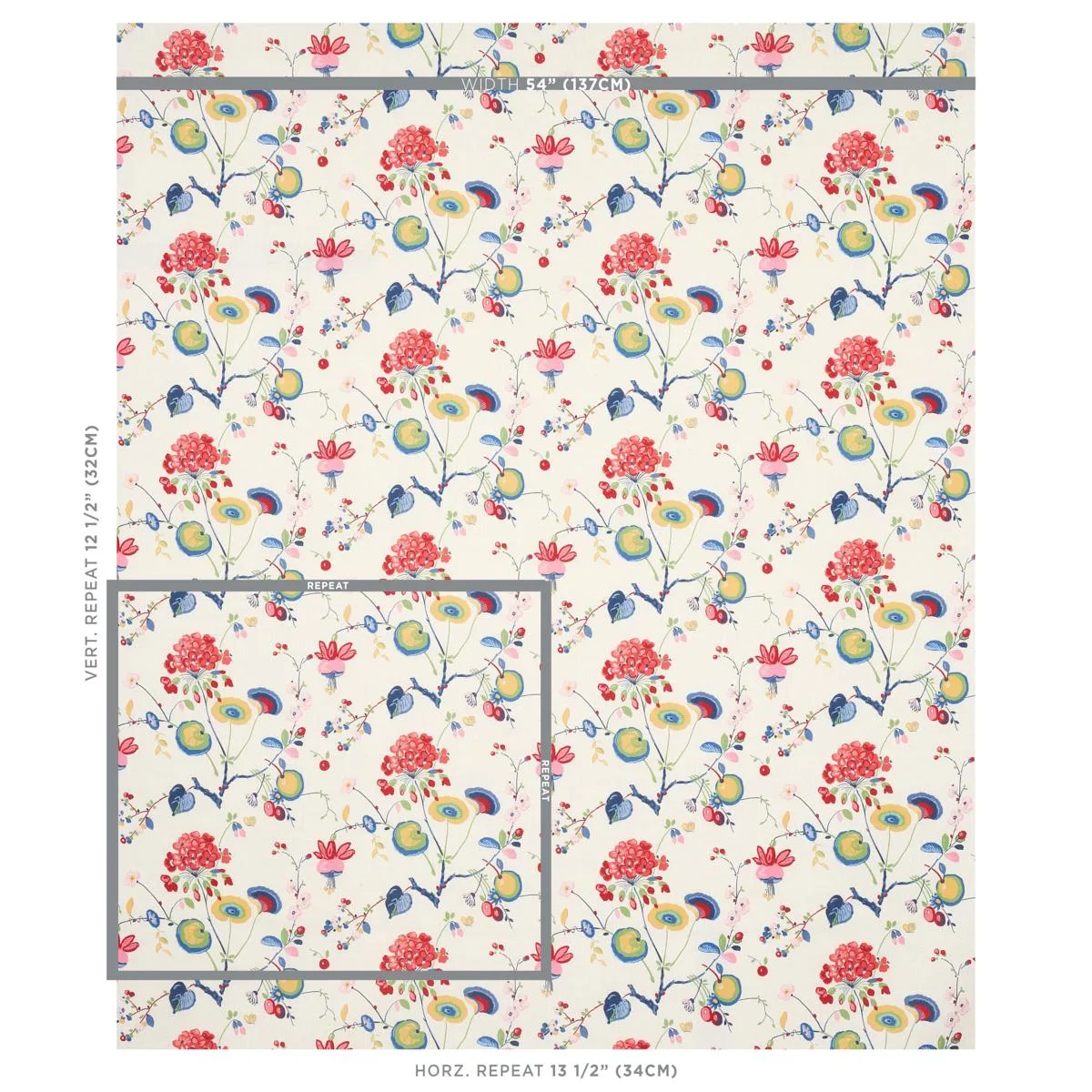 Schumacher 180080 Vasily Linen Multi fabric swatch