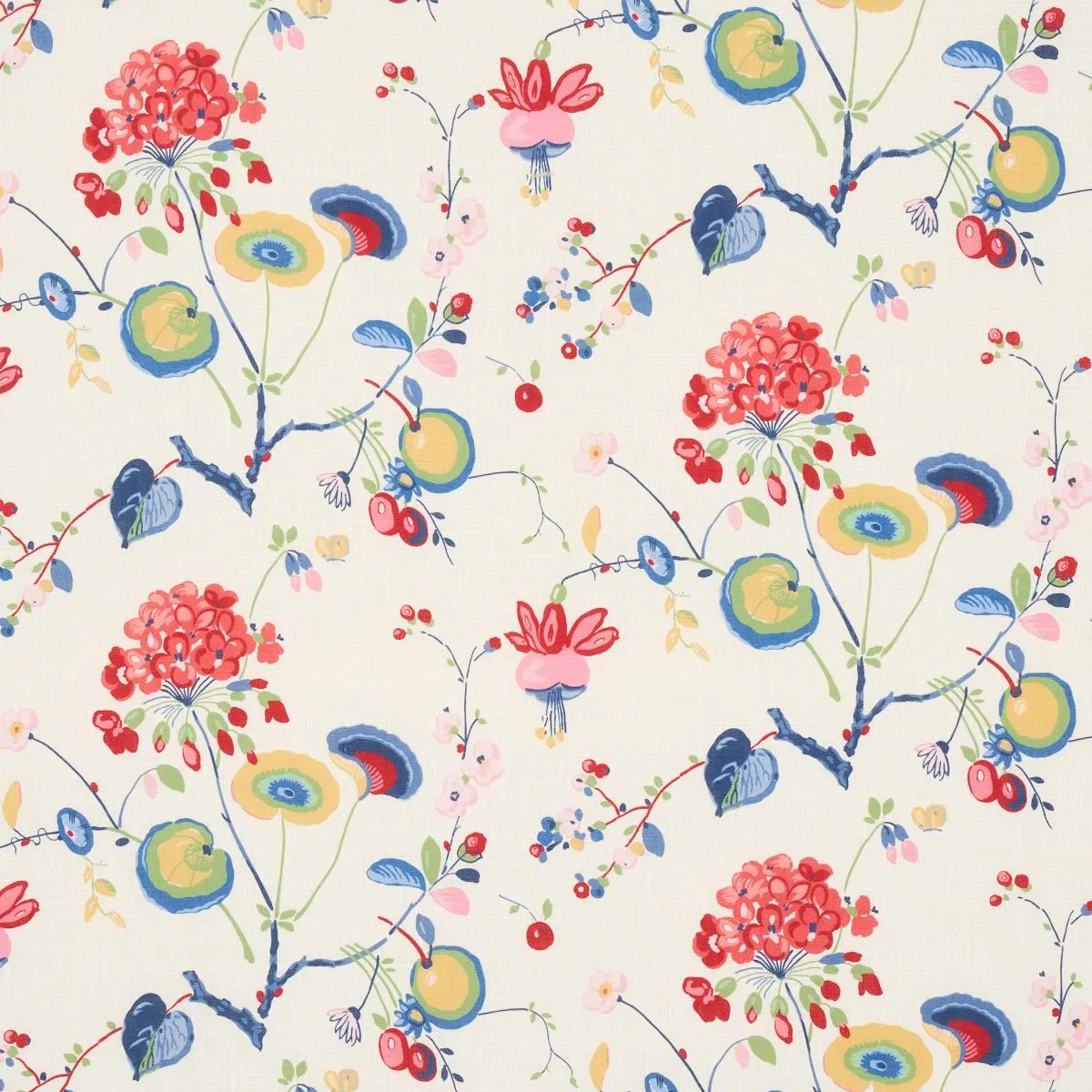 Schumacher 180080 Vasily Linen Multi fabric swatch
