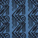 Schumacher 181561 Venetian Zig Zag Block Print Black On Blue fabric swatch
