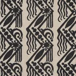 Schumacher 181562 Venetian Zig Zag Block Print Black On Natural fabric swatch