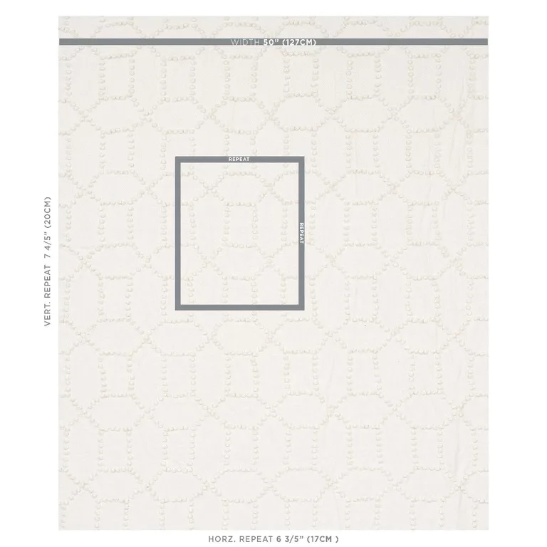 Schumacher 73281 Vento Embroidery Ivory fabric swatch