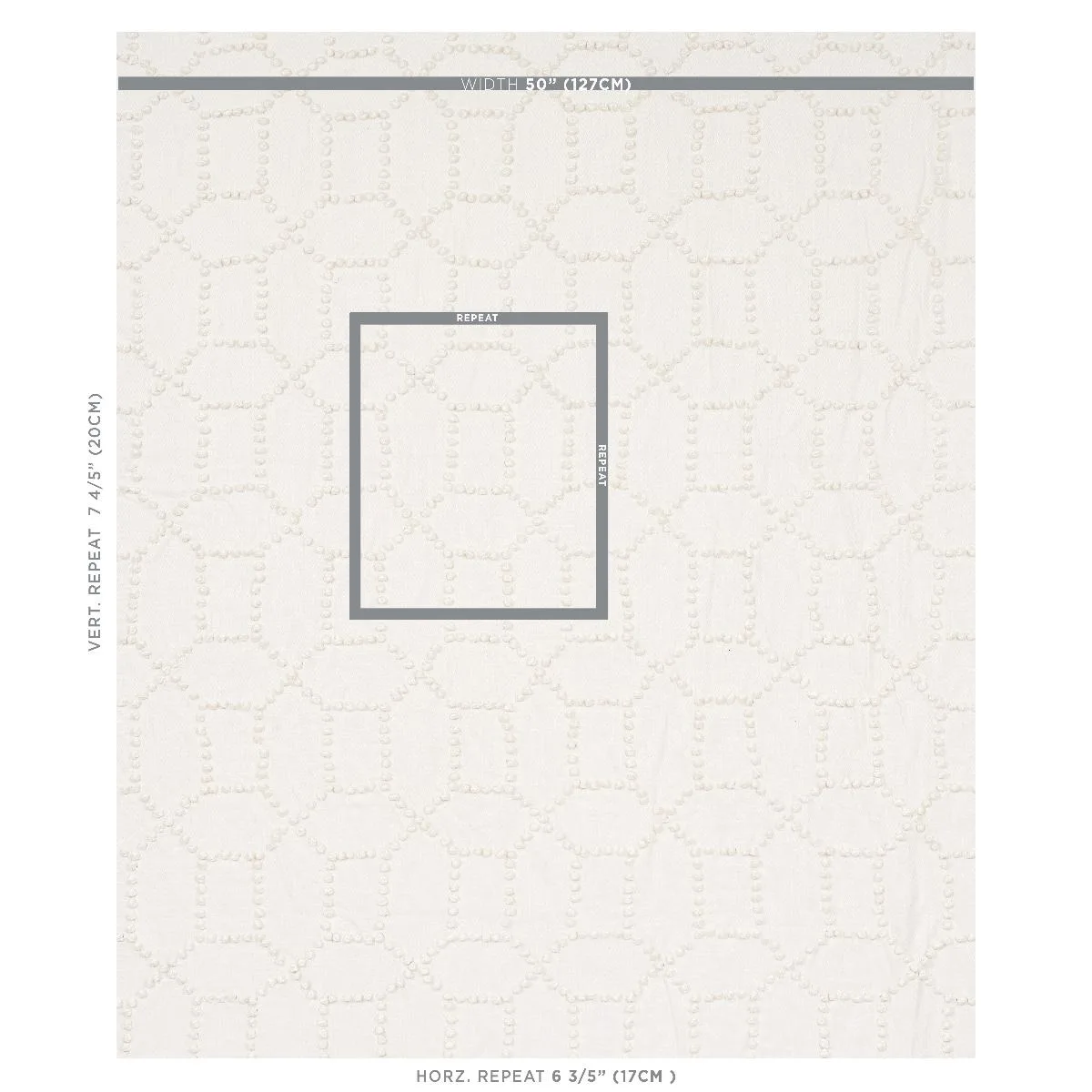 Schumacher 73281 Vento Embroidery Ivory fabric swatch
