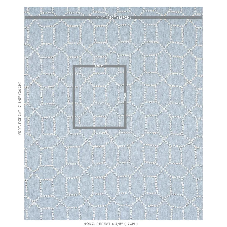 Schumacher 73282 Vento Embroidery Sky fabric swatch