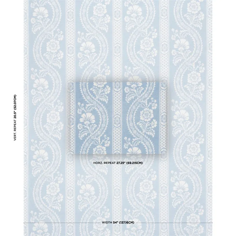 Schumacher 176950 Versailles Blue fabric swatch