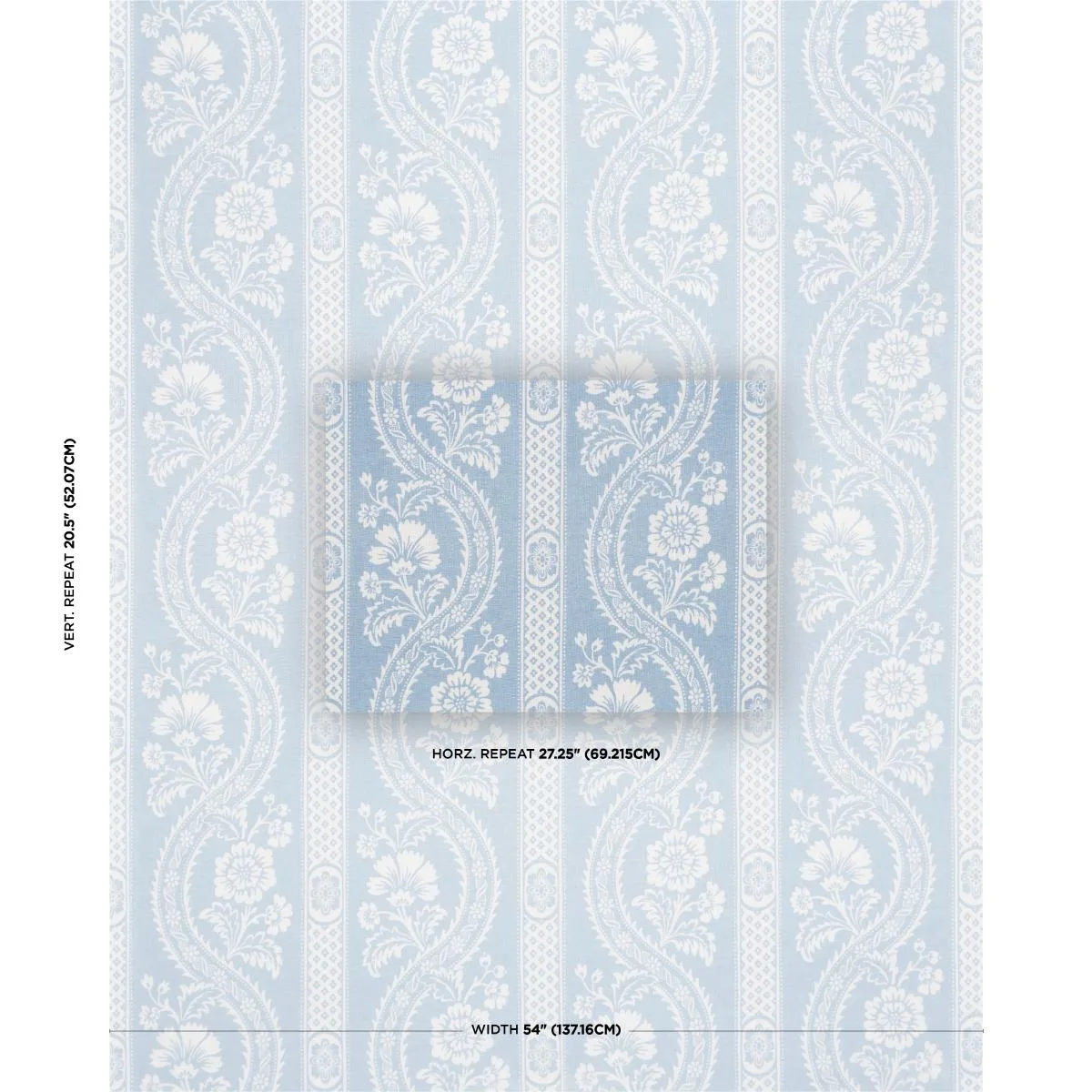 Schumacher 176950 Versailles Blue fabric swatch